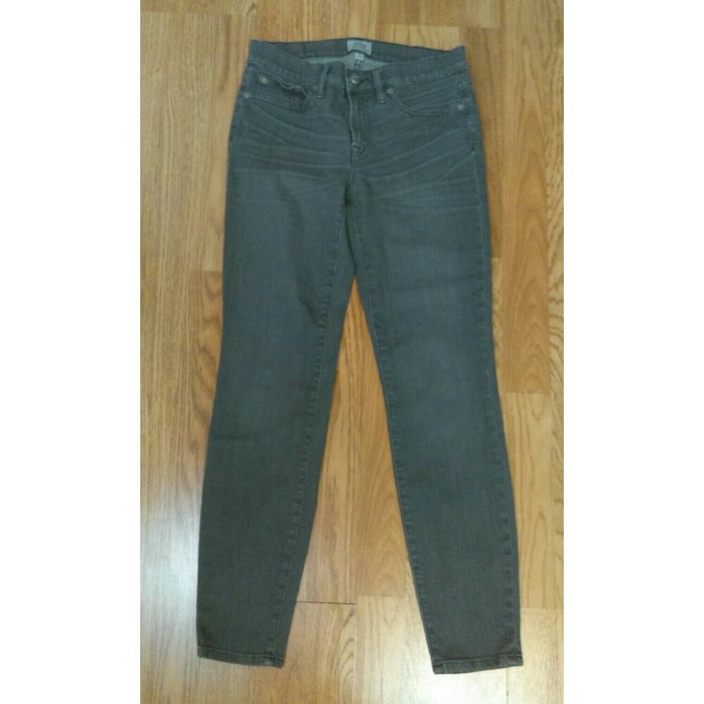 J.Crew Womens Toothpick Slim Gray Whiskered Pocket Stretch Denim Skinny Jeans 28